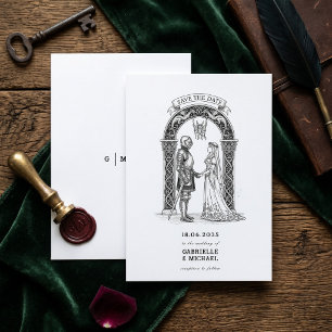 Medieval Gothic Knight Bride Groom Arch Save The Date