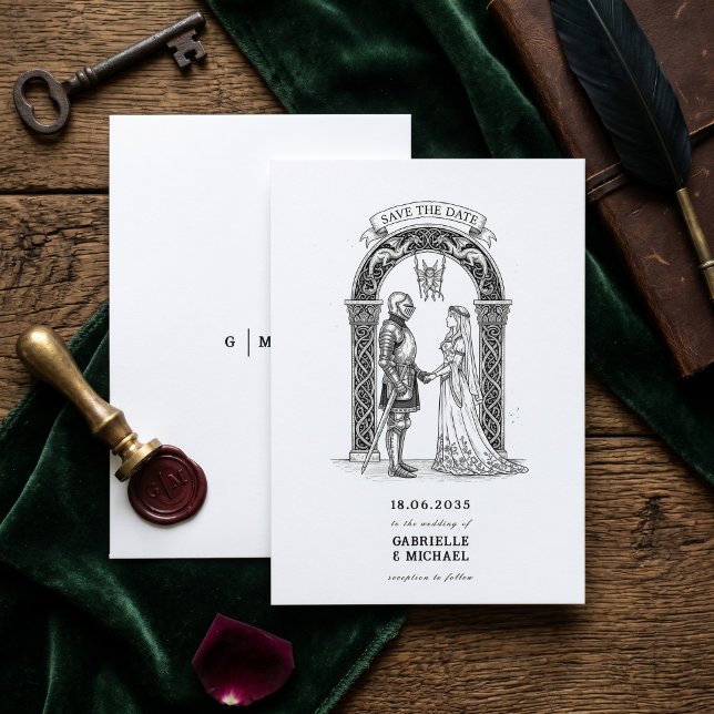 Medieval Gothic Knight Bride Groom Arch  Save The Date (Creator Uploaded)