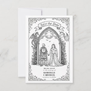 Medieval Gothic Knight Bride Groom Save The Date