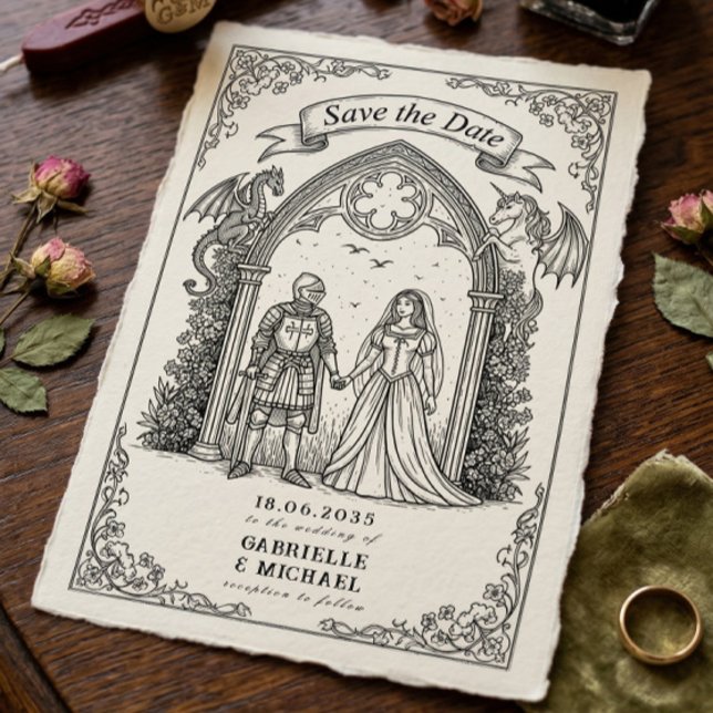 Medieval Gothic Knight Bride Groom Save The Date (Creator Uploaded)