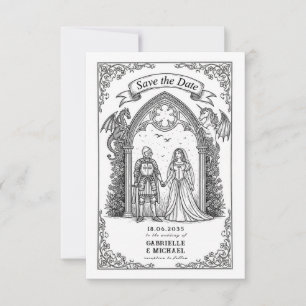 Medieval Gothic Knight Bride Groom Save The Date