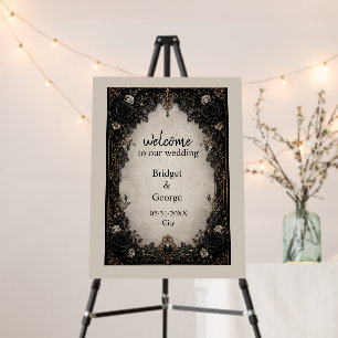 Medieval Gothic Noir Black Rose Wedding welcome Foam Board