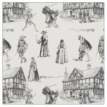 medieval gothic plague doctor skeleton toile fabric