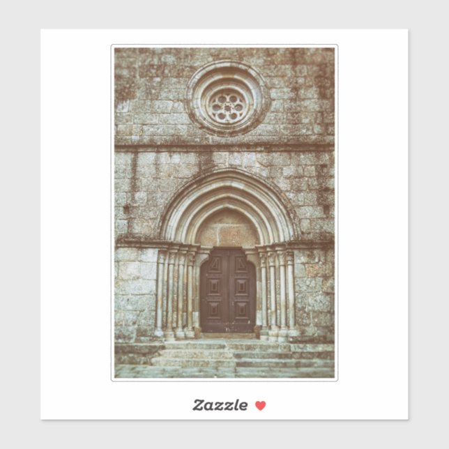 Medieval gothic portal in Santiago de Antas Sticker (Sheet)