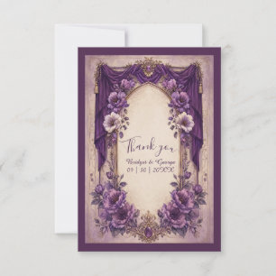 Medieval Gothic Purple Draped Arch Wedding Thank You Card