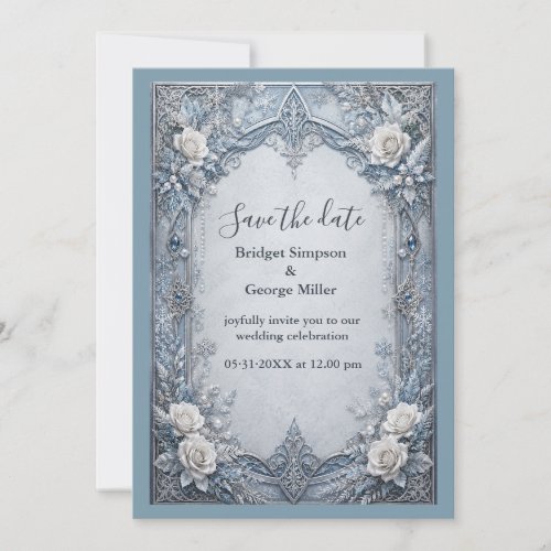 Medieval Gothic Winter Ice Silver Wedding Invitation