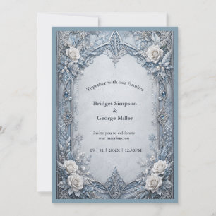 Medieval Gothic Winter Ice Silver Wedding Invitation