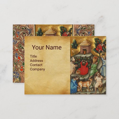 MEDIEVAL GRAPE VINEYARD HARVEST Antique Grapevine Business Card