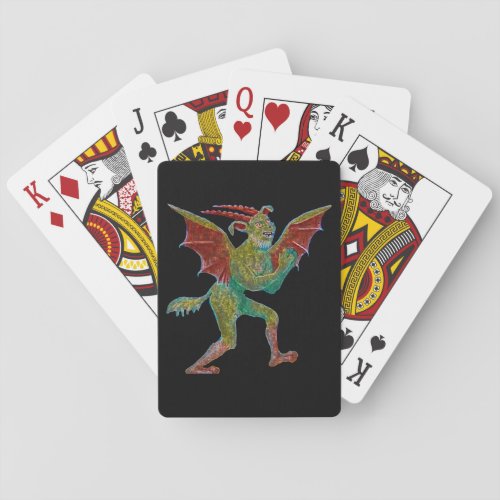 Medieval green devil   playing cards