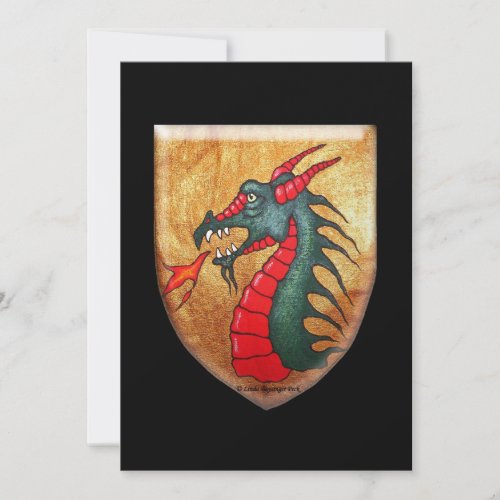 Medieval Green Dragon Shield Invitation