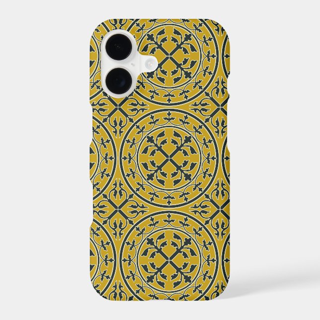 Medieval Green Mustard Wreath Leaves Romanesque Case-Mate iPhone Case (Back)