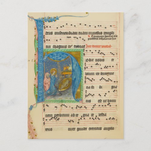 Medieval Gregorian Chant Christmas Manuscript Postcard