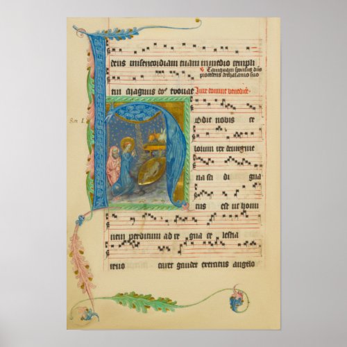 Medieval Gregorian Chant Christmas Manuscript Poster