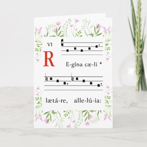 Medieval Gregorian Chant Floral Religious Easter C Card