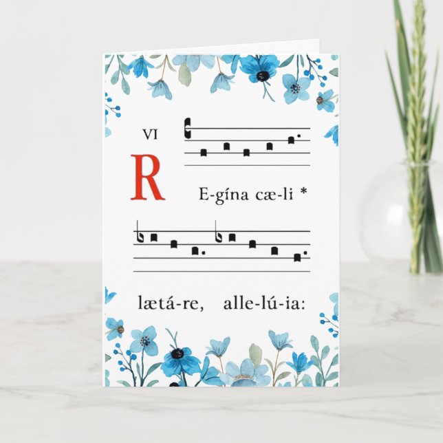 Medieval Gregorian Chant Floral Religious Easter Card (Front)