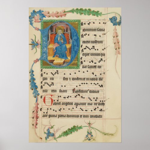 Medieval Gregorian Chant Manuscript Sheet Music Poster