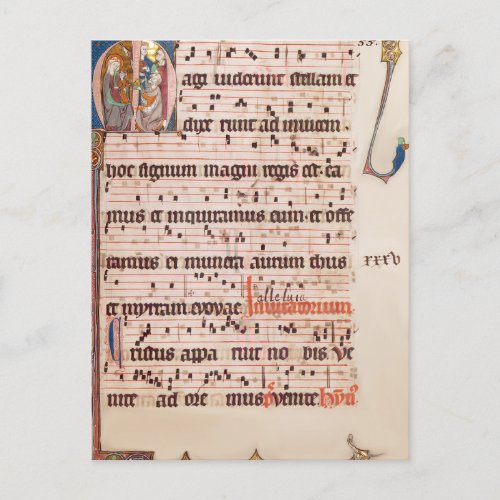 Medieval Gregoriant Chant Epiphany Magi Manuscript Postcard