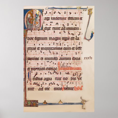 Medieval Gregoriant Chant Epiphany Magi Manuscript Poster