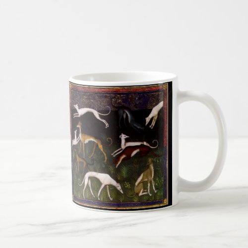 Medieval Greyhound Dogs in the Deep Woods Coffee Mug