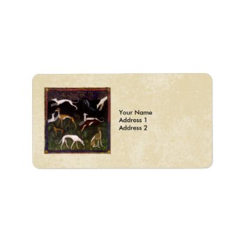 Medieval Greyhounds Custom Personalized Label by cowboyannie at Zazzle