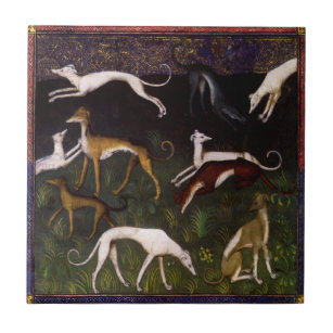 Medieval Greyhounds Fine Art Ceramic Tile