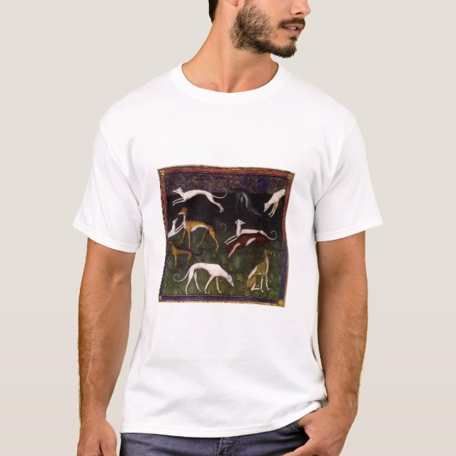 Medieval Greyhounds Graceful Dog T-Shirt (Front)