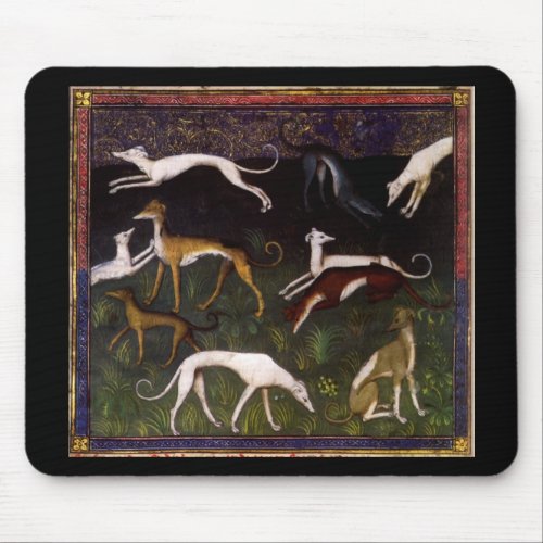 Medieval Greyhounds in the Deep Forest Mouse Pad