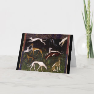 Medieval Greyhounds in the Deep Woods   Customized Card