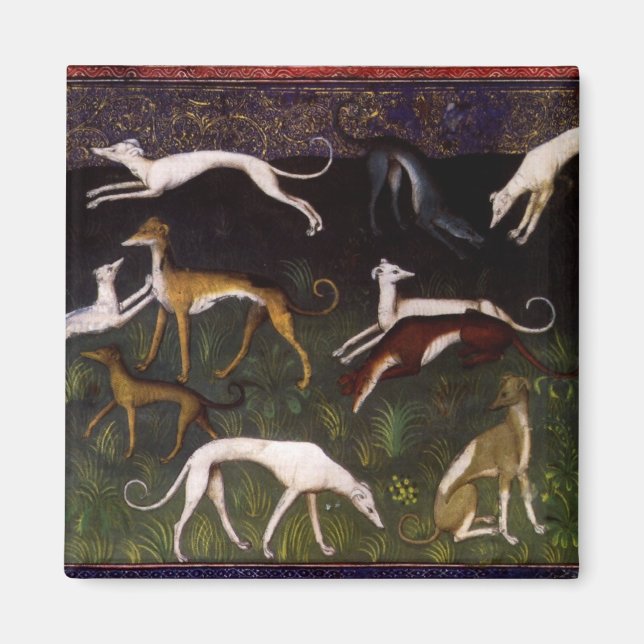 Medieval Greyhounds in the Deep Woods Magnet (Front)