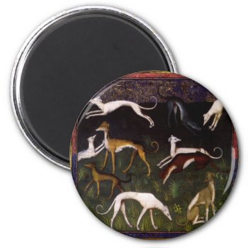 Medieval Greyhounds In The Deep Woods Magnet by cowboyannie at Zazzle