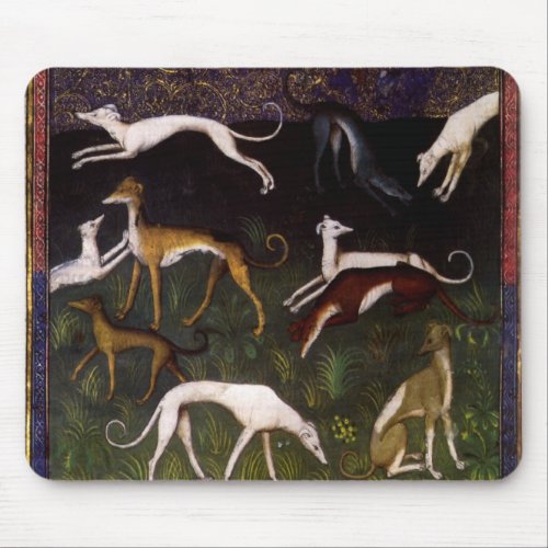Medieval Greyhounds in the Deep Woods Mouse Pad