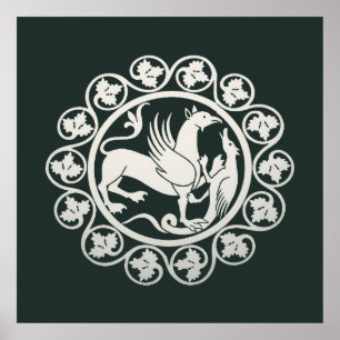 Medieval Griffin Combat Medallion Poster