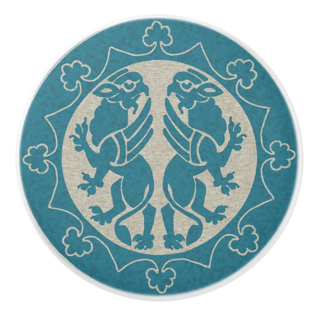 Medieval Griffins Ceramic Knob (Front)