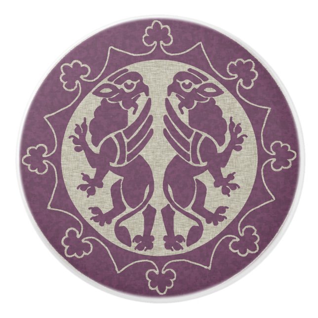 Medieval Griffins Ceramic Knob (Front)