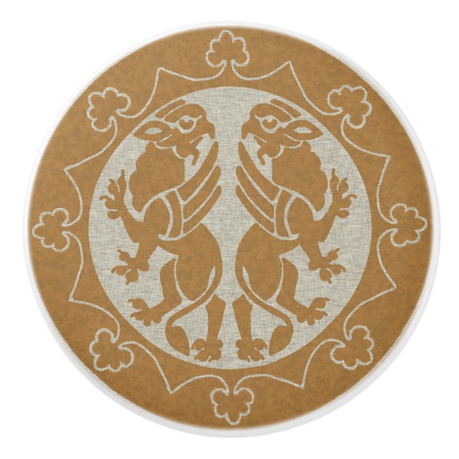 Medieval Griffins Ceramic Knob (Front)