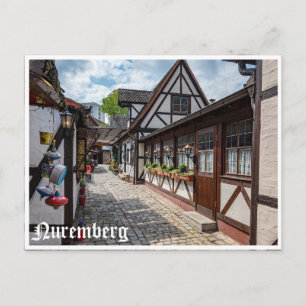 Medieval half-timbered shops in Nuremberg, German Postcard