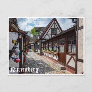 Medieval half-timbered shops in Nuremberg, German Postcard
