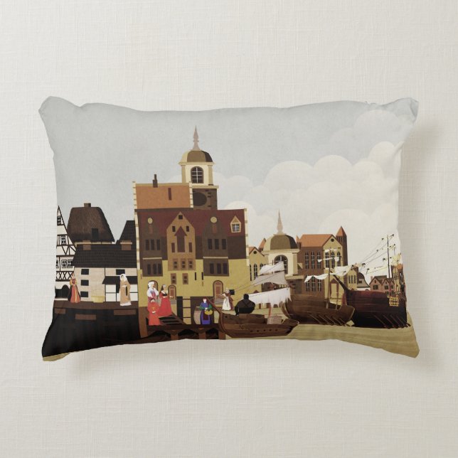 Medieval Harbor Accent Pillow (Front)