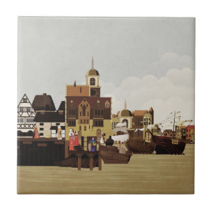 Medieval Harbor Ceramic Tile