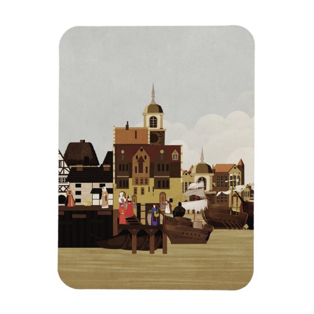 Medieval Harbor Magnet (Vertical)