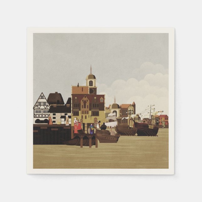 Medieval Harbor Napkins (Front)