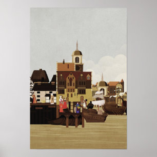 Medieval Harbor Poster
