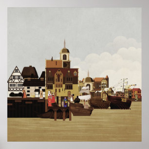 Medieval Harbor Poster
