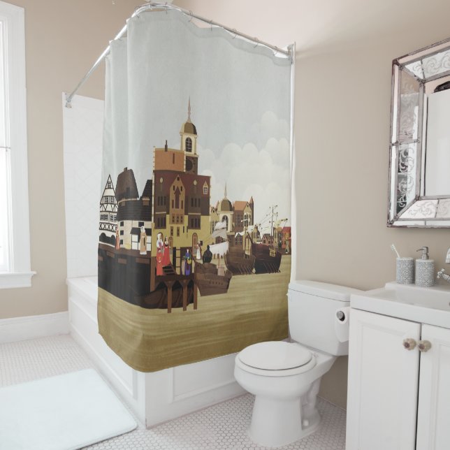 Medieval Harbor Shower Curtain (In Situ)