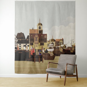 Medieval Harbor Tapestry