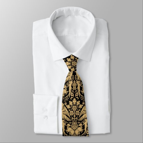 Medieval Hawks & Hounds Print Pattern Neck Tie