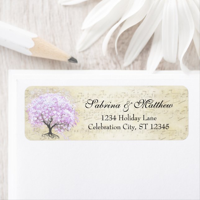 Medieval Heart Leaf Lavender Tree Love Bird Return Label (Insitu)