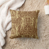 Medieval Heraldry Chateau Chic Brown and Beige Throw Pillow (Blanket)