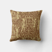 Medieval Heraldry Chateau Chic Brown and Beige Throw Pillow (Back)