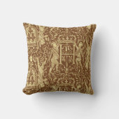 Medieval Heraldry Chateau Chic Brown and Beige Throw Pillow (Front)